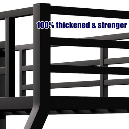 AOOMEEC Higher Quality & Stronger Twin XL Over Queen Bunk Bed, Thickened Heavy Duty More Stable Safer Black Metal Steel Bunkbed Bunk Queen Bed (Easier to Assemble) (Twin XL Over Queen)