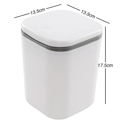 0.5 Gallon Tiny Countertop Trash Can, Mini Desktop Garbage Can with Push-Button, White