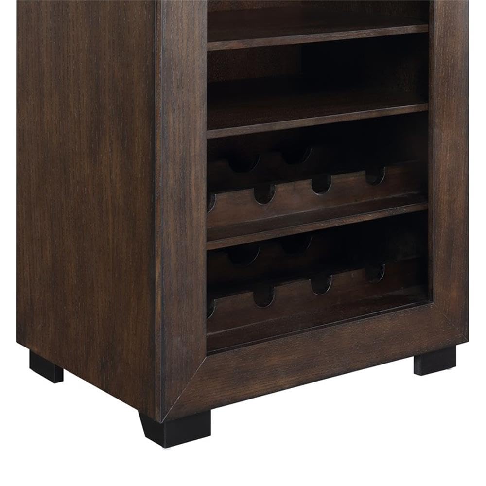 BOWERY HILL Dartboard Cabinet, 24" W x 15" D x 45" H, Walnut Finish, Includes Dartboard, Scoreboards, Darts, Wine Rack, Drop Down Storage Shelf, Traditional Style for Game Room Entertainment