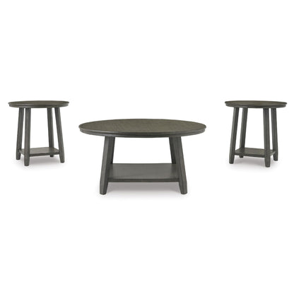 Signature Design by Ashley Caitbrook Neutral 3 Piece Table Set with Coffee & 2 End Tables, Grayish Brown