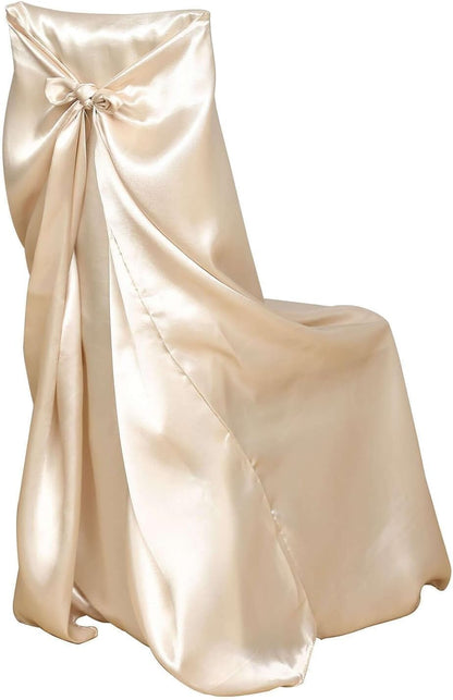 1 Efavormart Beige Chair Covers for Party PCS Satin Self Tie Universal Banquet Wedding Folding Chair Cover for Dining