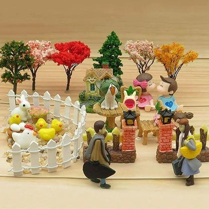 White Miniature Garden Fence, Wooden Picket Fence Border for Bonsai Fairy Garden Decoration Ornament