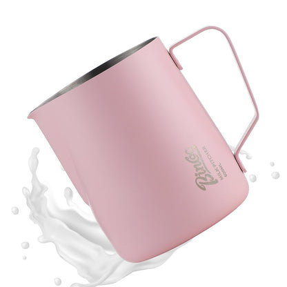 Pink Milk frother - 600ml Milk Frothing Pitcher, Milk Frother Cup Espresso Steaming Pitcher for Barista, Bincoo SUS304 Stainless Steel Espresso Steaming Pitchers for Latte Art/Cappuccino/Coffee/Milk