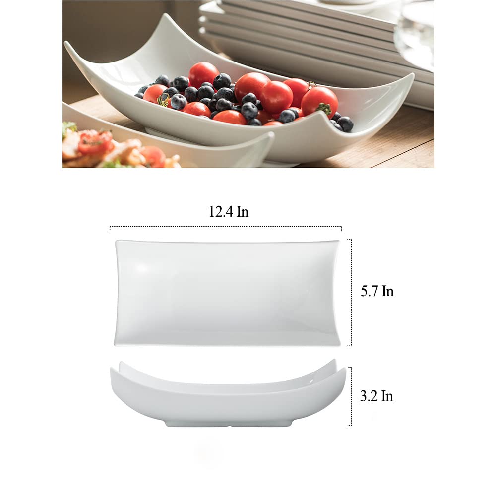 Gomakren Serving Platters Serving Bowls Set Turkey Serving Platter Porcelain Serving Dishes For Entertaining Special Curved Deep Large Mothers Day Thanksgiving Dishes Gifts Set of 3 White 12 Inch