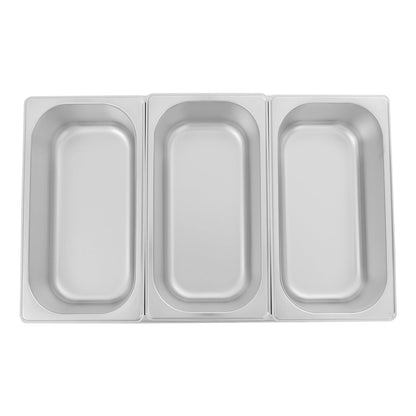 Wawuwao Chilled Condiment Server with Lid, 3-Compartment Stainless Steel Chilled Serving Tray with Lids, Commercial Food Storage Containers for Buffet Restaurant Home, 2 Types of Lids (3-Pan)