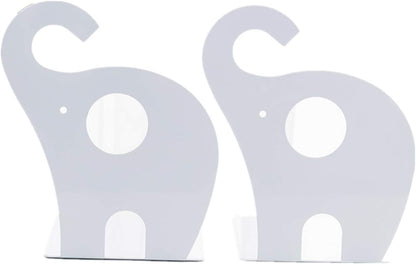 1 Leoyoubei Vintage Bookends with Felt Pads to Protect Bookshelf Bookcase Non-slip heavy steel Elephant pairs white
