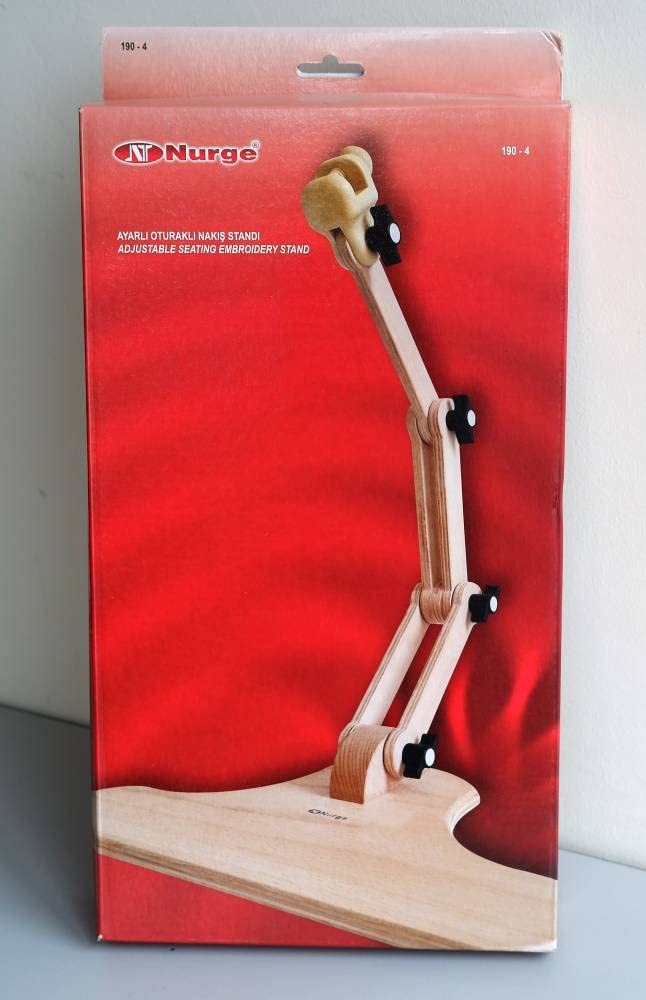 Nurge Adjustable Embroidery Table Stand, Cross Stitch Hoop Stand, Embroidery Hoop Holder. Hand Polished Natural Wood. ( Model No:190-4)