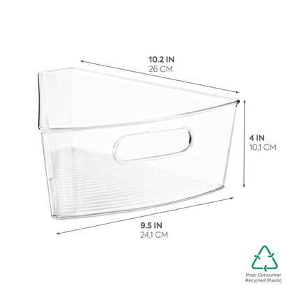 iDesign Plastic Lazy Susan Cabinet Storage Bin, 1/8 Wedge Container for Kitchen, Pantry, Counter, BPA-Free, 10.25" x 9.5" x 4", Clear