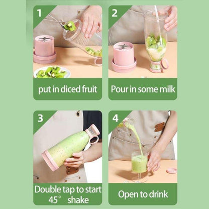 Personal Size 12.8 oz Blender for Smoothies, USB Charging, Rechargeable Mixers Fresh Fruit Juicers, Bottle Shape Mini