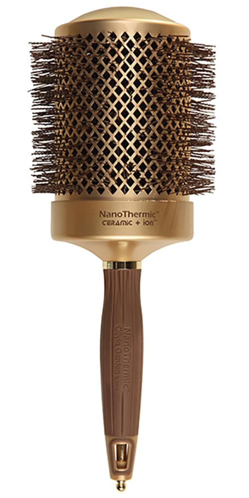 Olivia Garden NanoThermic Ceramic + Ion Round Thermal Hair Brush - Not Electrical - Professional Blowout Brush for Normal to Thick Hair