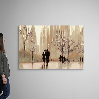 CANVAS ON DEMAND An Evening Out Neutral Canvas Wall Art Print by Julia Purinton, Contemporary, Figurative, Home Decor, Woman, Figurative Artwork,60" x40in