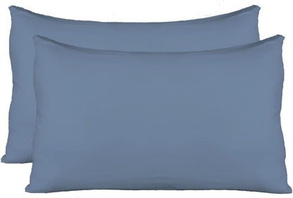 Stretch Jersey Pillow Cases Pack of 2 - Denim Blue, Universal Size for King, Queen & Standard Pillows, Modal Rayon