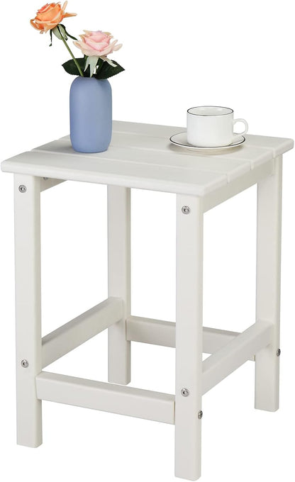 Kcelarec 1-White) Patio Side Table, Pool Composite Patio Table,HDPE End Tables for Backyard,Pool, Indoor Companion