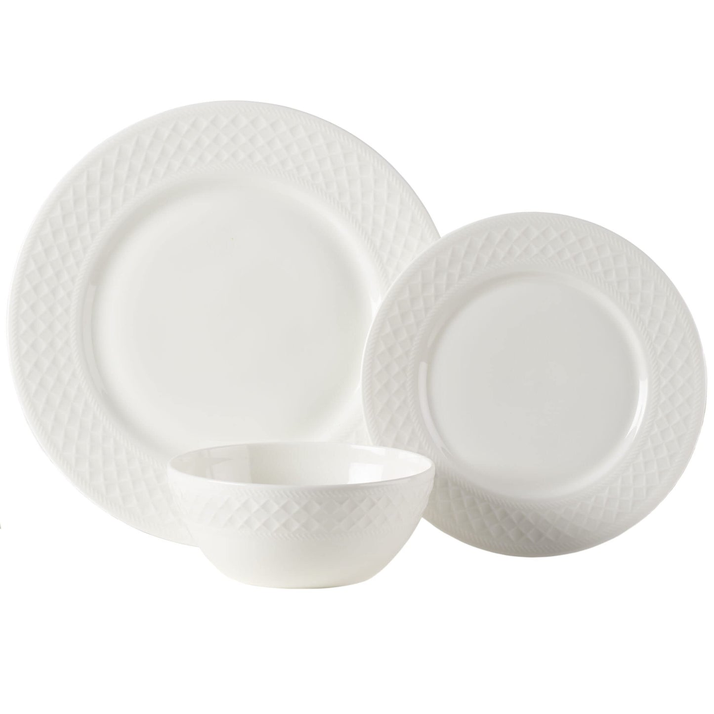 Mikasa Patterson Vegan Bone China Chip Resistant 12 Piece Dinnerware Set, Service for 4