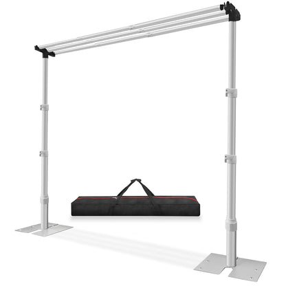 Jiang&Rong 10x10Ft Three Crossbar Backdrop Stand - Heavy Duty Adjustable Metal Frame with Drape Kit, Photographic Studio Backdrop Stand for Wedding, Birthday Party, Banquet Decorations, Events