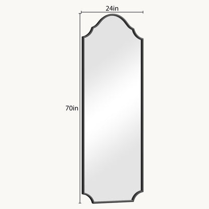 WallBeyond Arched Full Length Mirror Wall Mounted, 70"x24" Black Metal Frame Full Body Mirror for Bedroom, Living Room, Hanging or Leaning Against Wall Full Size
