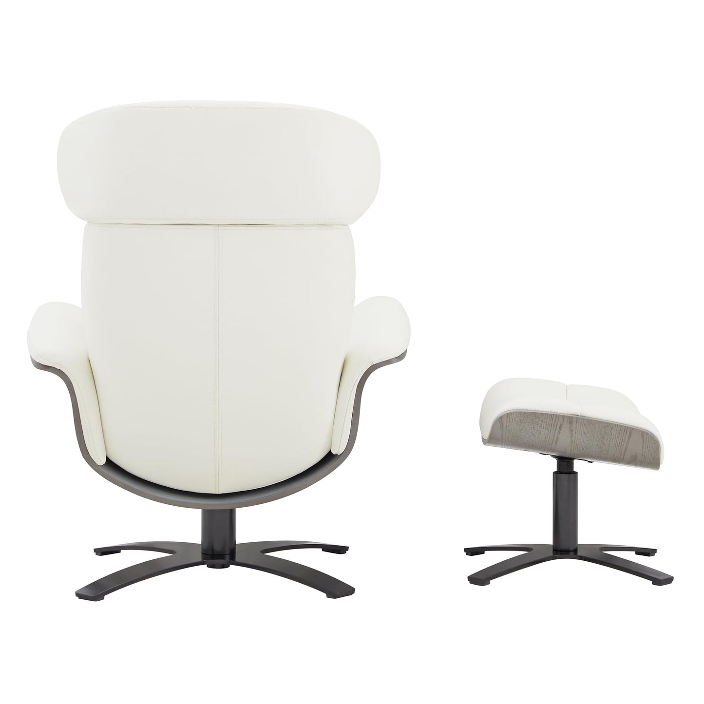 CHITA Genuine Leather Reclining Swivel Chair with Adjustable Headrest and Ottoman for Living Room, White