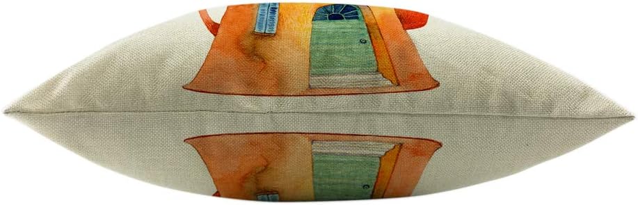 Mugod Castle Pillowcase - Vintage Kettle Teapot Wonderland 18"x 18" Square Cotton Linen Cushion Cover