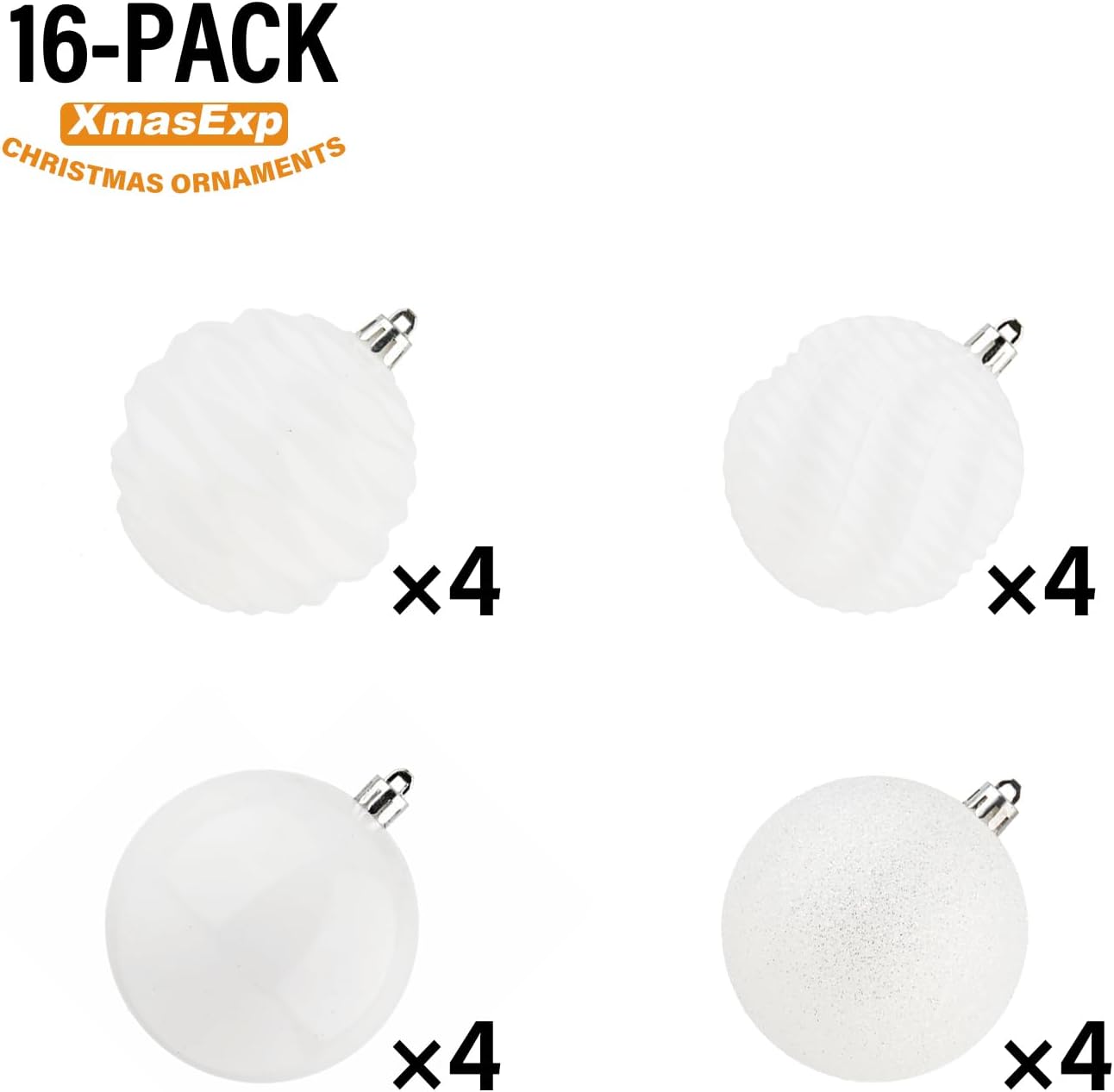 XmasExp 16ct Christmas Balls Ornaments, Shatterproof Large Hanging Ball Decorative Xmas Balls for Holiday Wedding Party