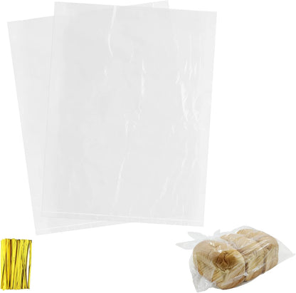 200 Pack 18 24 Inch Packaging, Bag(1 x Plastic Produce Bags Bread Loaf Bags Clear Plastic Flat Poly Bags with Twist