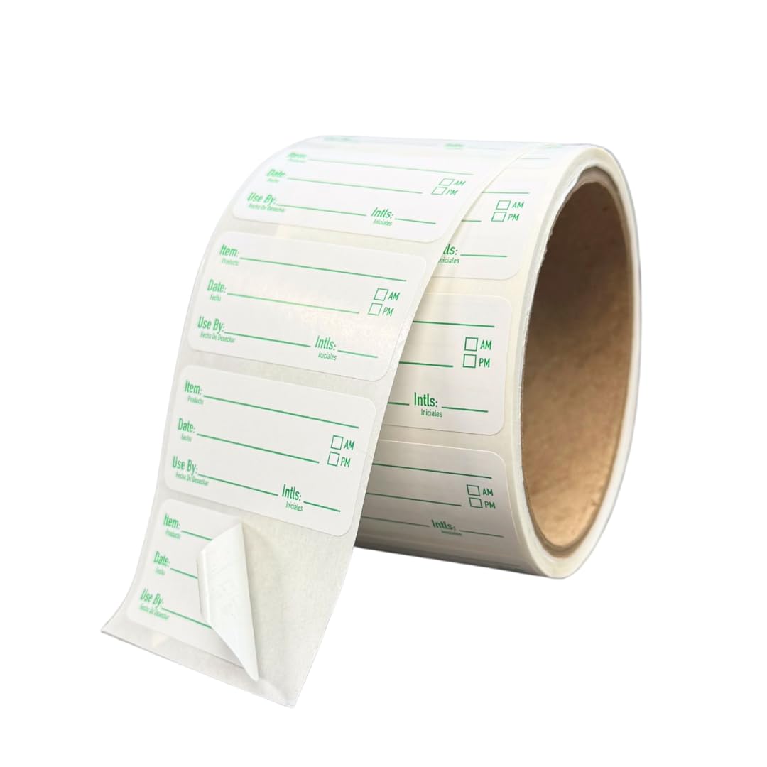 2x1 Removable Freezer Food Labels Stickers for Containers, 250 Waterproof Label Stickers for Jars, Removable Labels for Storage Bins, with Easy Peel-Off (250, Green)
