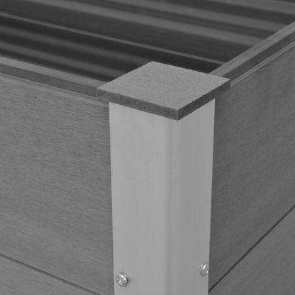 Foknhdi 39.4 x 39.4 x 35.8 in Grey Raised Garden Bed Outdoor, Large Square WPC Planter Box with Aluminum Frame for Patio, Balcony, Yard Herb & Vegetable Growing