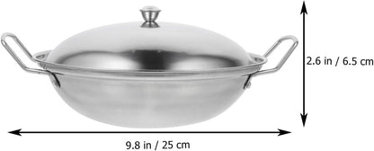 Hemoton 1 Set Stainless Steel Pot with Lid, Stockpot, Wok, Frying Pan, Kitchen Supply Dish