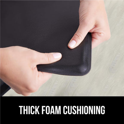 GORILLA GRIP 2 Pack Comfortable Cushioned Kitchen Mats for Floor, 17x24 + 17x48, Waterproof and Stain Resistant, 1/2 Inch Thick Soft Ergonomic Standing Desk Anti Fatigue Mat, Foam Supports Feet, Black