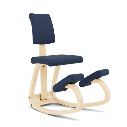 Varier Variable Plus Ergonomic Kneeling Chair with Backrest Natural/Blue| Active Sitting Posture Support Home Office Desk Chair | 10 Year Guarantee