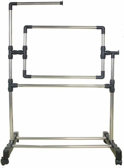 Stainless Steel Adjustable Height Embroidery Stand Cross Stitch Frame,360 Degrees Rotatable Wooden Floor Tabletop Tapestry Frame Craft Stand,Standing Lap Table for Art Craft Sewing Holder~/