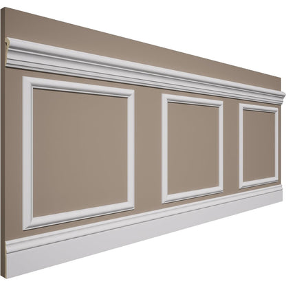 94 1/2"L (Adjustable 36"H to 40"H) Ashford Square Panel Traditional Wainscot Paneling Kit
