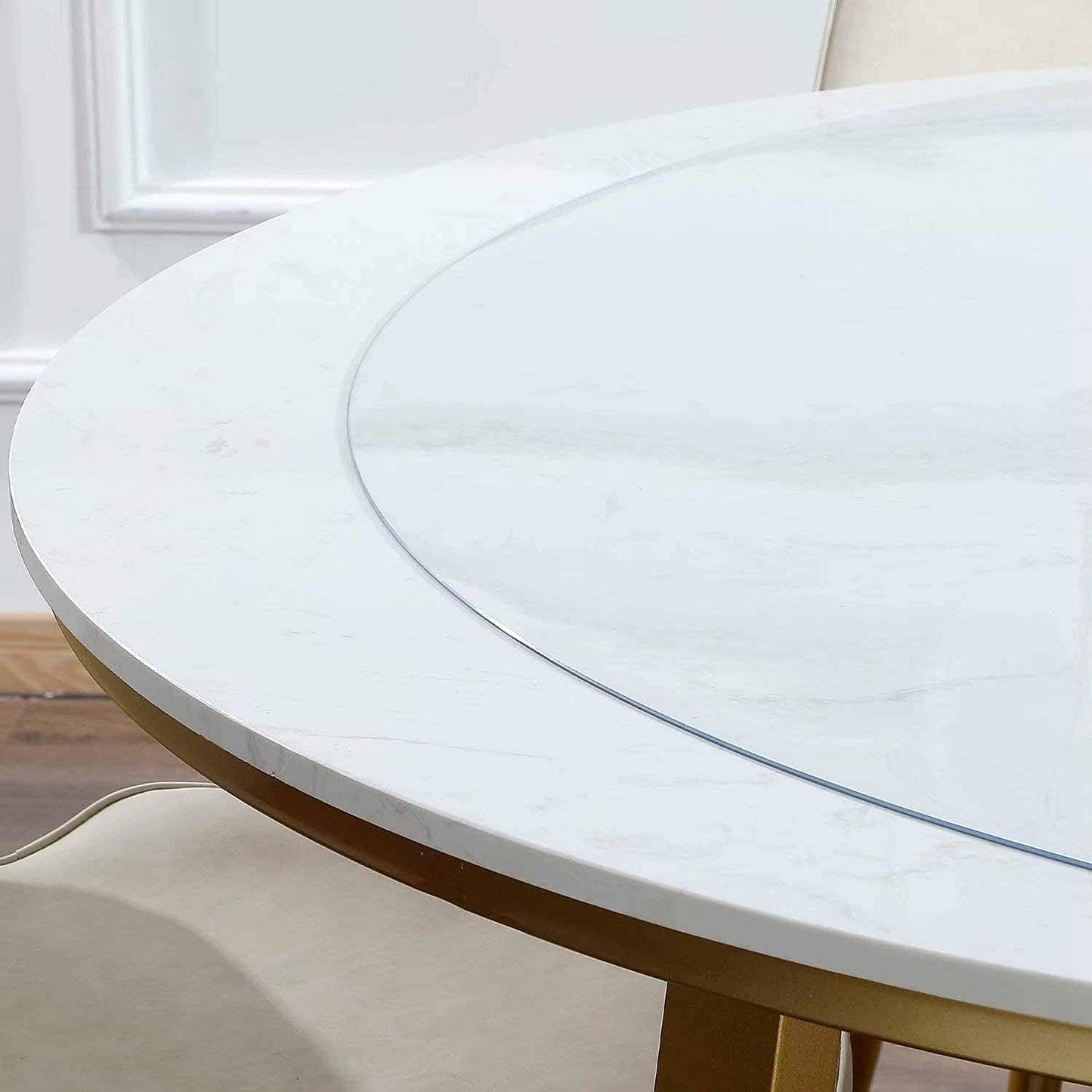 15 Inch 1.5mm NECAUX Round Clear Table Cover Protector, Thick Upgraded Version, Unshrinkable Waterproof Oil Proof