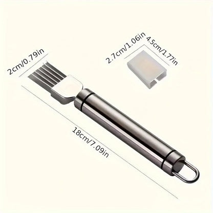 Green Onion Slicer, Multi-Blade Kitchen Herb Cutter, Professional Scallion Shredding Tool (1, Silver and black)