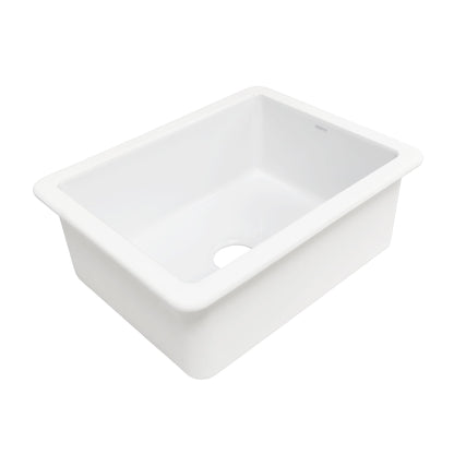 Sinkology Eden 23 Inch Undermount Fireclay Kitchen Sink White Single Bowl – Deep Basin, Fits 26 Inch Cabinet