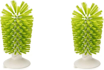 2PCS Glass Cleaning Brush with Suction Cup, Kitchen Bottle and Wine Cup Cleaner, Stable Washing for Cups, Mugs, Jugs -