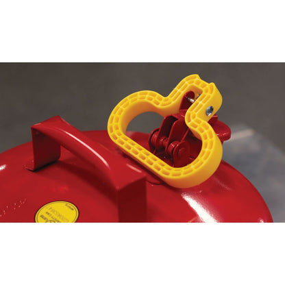 Eagle 5 Gallon Type I Red Safety Gas Can for Gasoline with Flame Arrester, Self-Closing Lid, and F-15 Funnel, Made in the USA, Galvanized Steel Flammable Storage Can, UI50FS