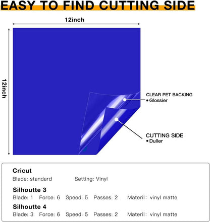 HTVRONT Permanent Adhesive Vinyl for Cutting Machine- 45 Vinyl Sheets 12" x 12" & 5 Transfer Tape Sheets Set for Craft Projects, Signs, Scrapbooking (Multi Color 50pack)