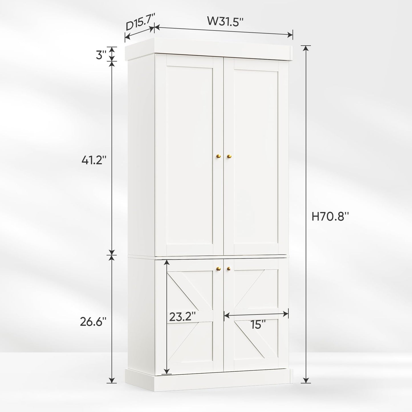 ivaniti 70.8" Bookshelf with Glass Doors, Farmhouse Modular Bookcase with 6-Tier Adjustable Shelves, Large Storage Cabinet for Living Room & Home Office, Set of 3, White