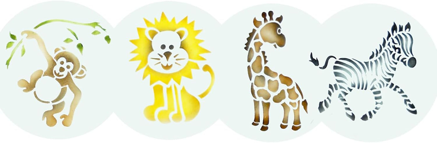 Designer Stencils Jungle Animals Cookie, Beige/Semi-Transparent, Fits 3" Circle
