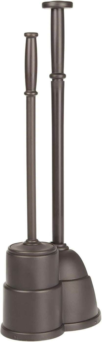 Set Set mDesign Plunger and Brush for Toilet Bowl - Hidden, Modern Toilet Brush and Plunger with Caddy - Brush Cleaner