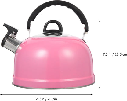 Lurrose Pink Teapot, Whistling Stainless Steel Tea Kettle for Home, Dorm, Apartment