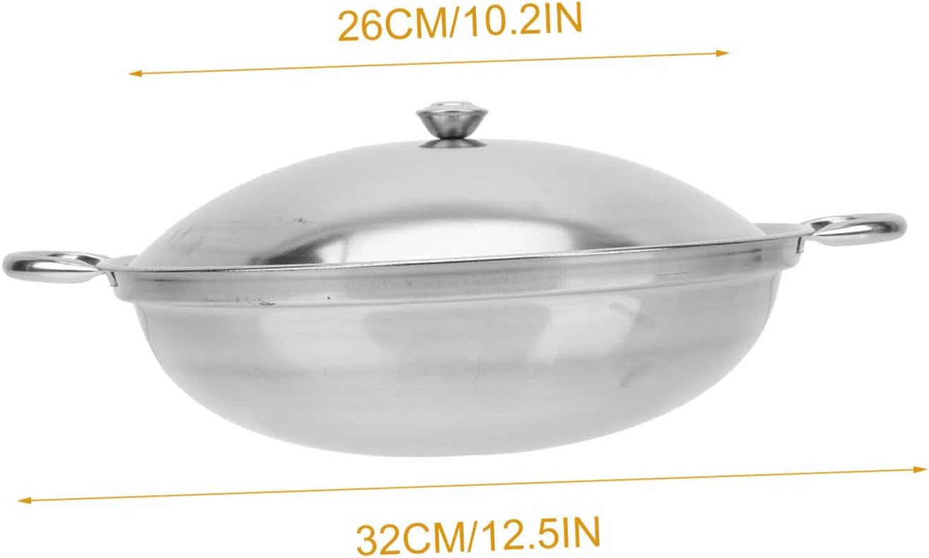 Zerodeko Stainless Steel Griddle Set, Asian Noodles Saute Pan with Lid, Non Stick Skillet for Camping