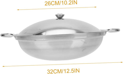 Zerodeko Stainless Steel Griddle Set, Asian Noodles Saute Pan with Lid, Non Stick Skillet for Camping