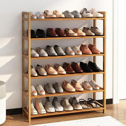 YABEY 6 (26.77 9.84 35.43)"(L Tiers Natural Bamboo Shoe Rack x x x W x H)