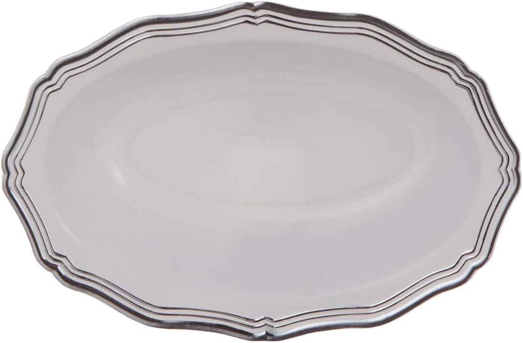 DecorLine Elegant Aristocrat Collection Dessert Bowls White/Silver (Pack of 10) - Perfect for Special Occasions &