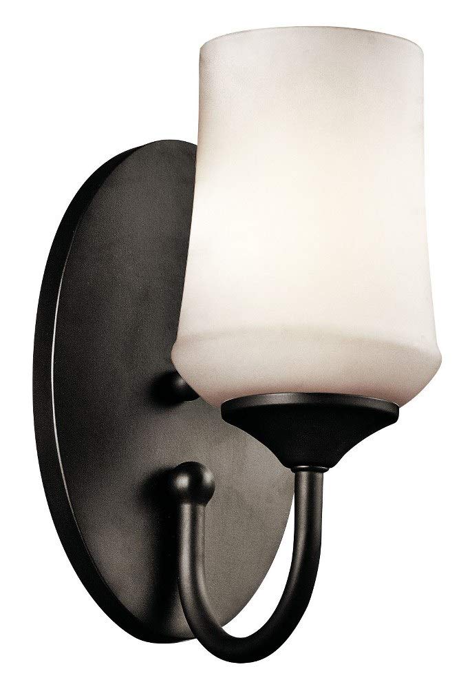 Kichler Aubrey 10.75" 1 Light Wall Sconce with Satin Etched Cased Opal in Olde Bronze®