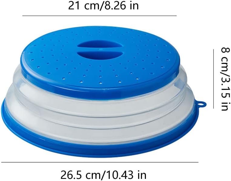 Collapsible Microwave Splatter Cover for Food with Silicone Mats, 10.5 Inch, Dishwasher-safe, BPA-Free Microwave Plate