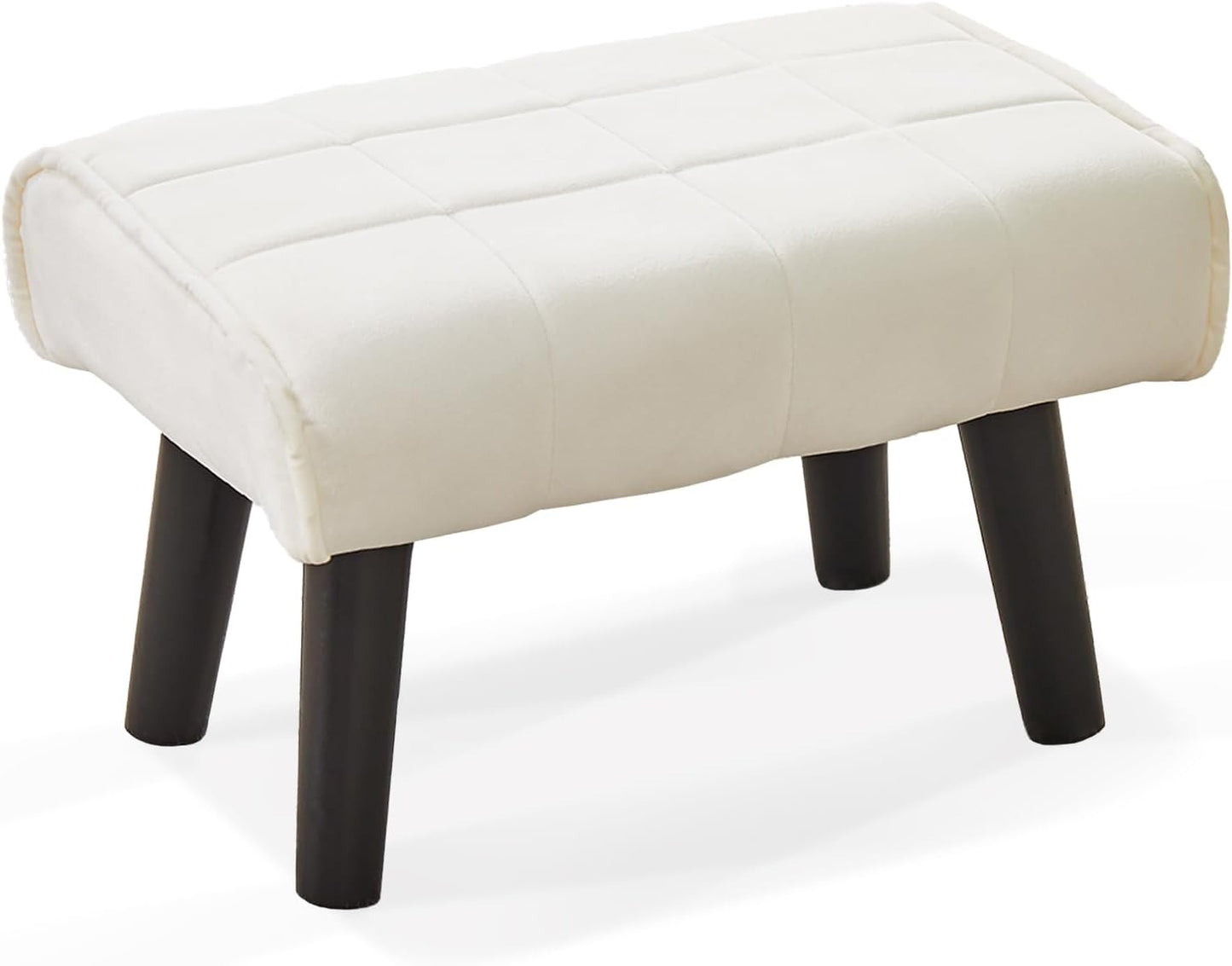 16 inch 1PCS) Wimarsbon Small Foot Stool Ottoman Modern Accent Step Stool Seat with Solid Wood Legs Velvet Soft Padded