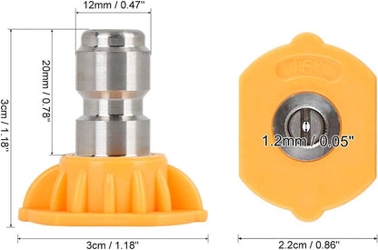 X AUTOHAUX 2pcs 15 Degrees Pressure Washer Spray Nozzle Tip, 0.05'' Quick Connector High Pressure Nozzle Yellow for Car