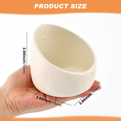 Trasylph Pottery Herb Stripper Bowl, Upgrade Handmade Ceramic Herb Peeling Bowl, Different Round Hole Sizes Suitable for Peeling Off The Leafy Assembly(COLOR:White)